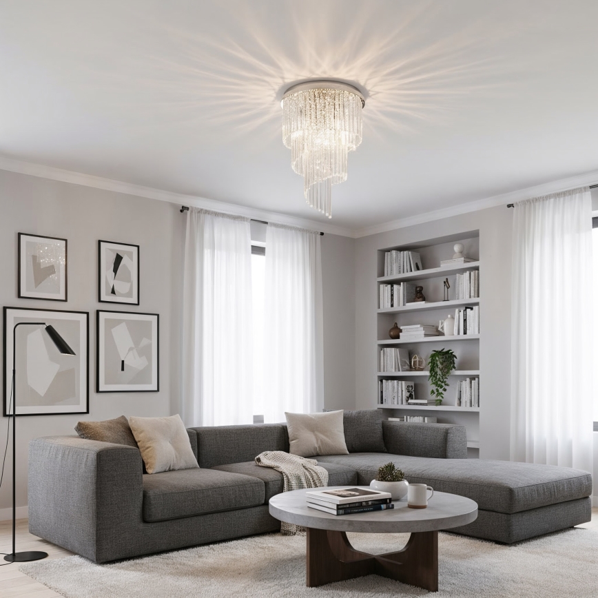 Ideal Lux - Tvirtinamas krištolinis sietynas CARLTON 12xE14/40W/230V diametras 50 cm blizgus chromas