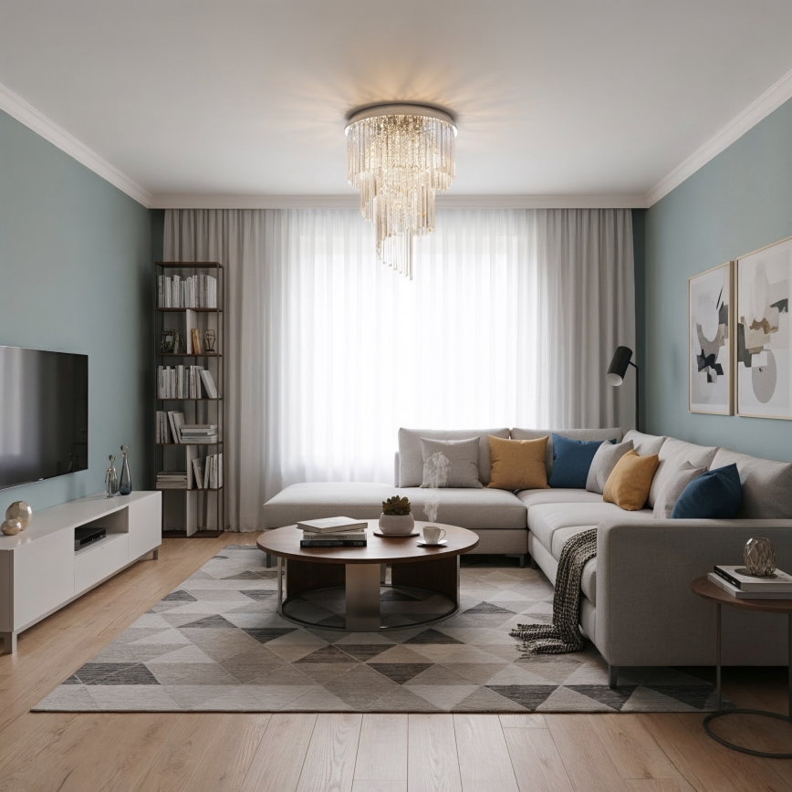 Ideal Lux - Tvirtinamas krištolinis sietynas CARLTON 12xE14/40W/230V diametras 50 cm blizgus chromas