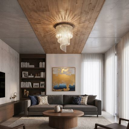 Ideal Lux - Tvirtinamas krištolinis sietynas CARLTON 12xE14/40W/230V diametras 50 cm blizgus chromas