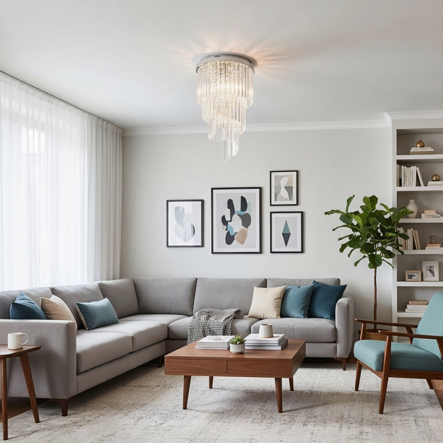 Ideal Lux - Tvirtinamas krištolinis sietynas CARLTON 8xE14/40W/230V diametras 40 cm blizgus chromas