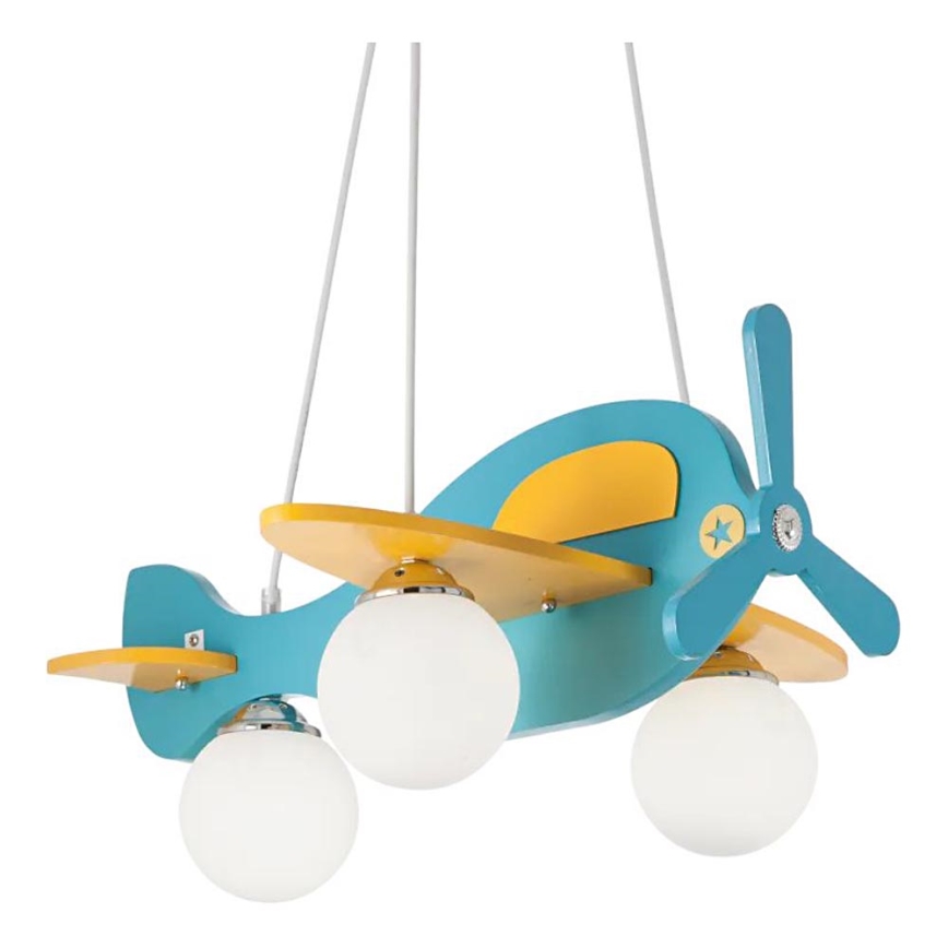 Ideal Lux - Vaikiškas pakabinamas sietynas AVION 3xE27/28W/230V mėlyna