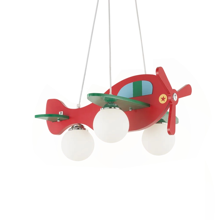 Ideal Lux - Vaikiškas pakabinamas sietynas AVION 3xE27/28W/230V raudona