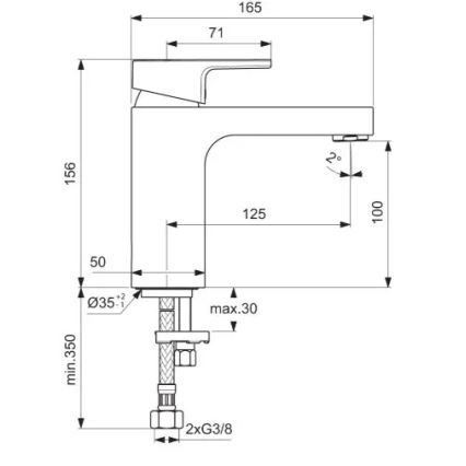 Ideal Standard A7105AA - praustuvo maišytuvas EDGE 15,6 cm blizgus chromas