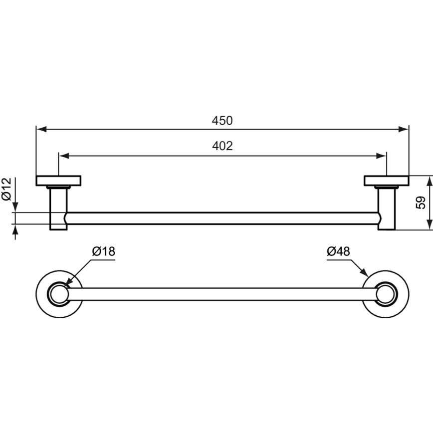 Ideal Standard A9117AA - Sieninis rankšluosčių laikiklis IOM 45 cm blizgus chromas