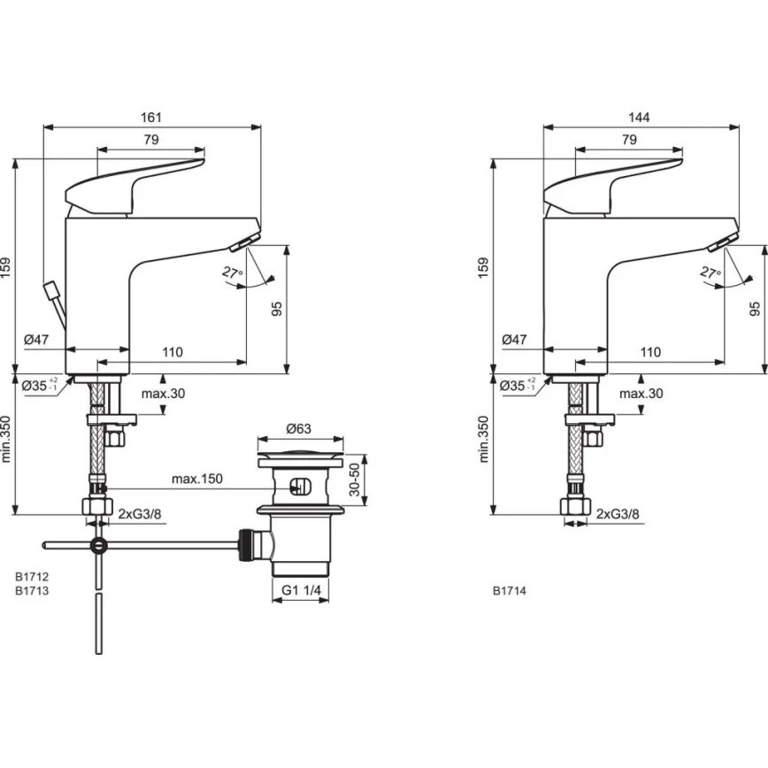 Ideal Standard B1713AA - CERAFLEX praustuvo maišytuvas 15,9 cm, blizgus chromas