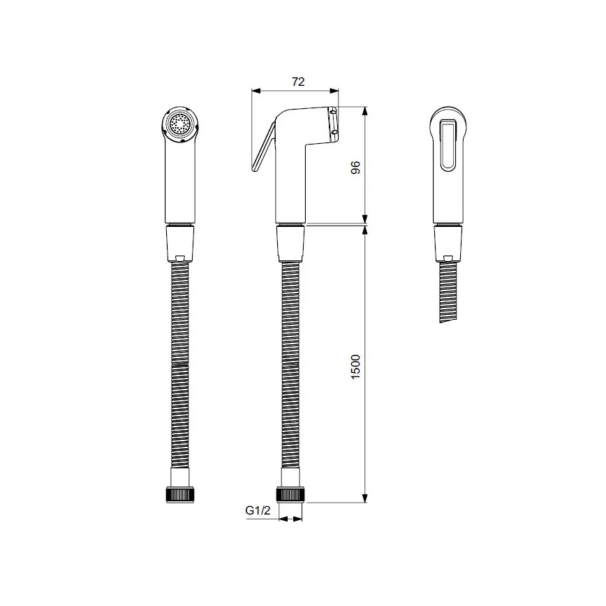Ideal Standard BC180AA - rankinis bidetinis purkštuvas IDEALSPRAY, 150 cm, blizgus chromas