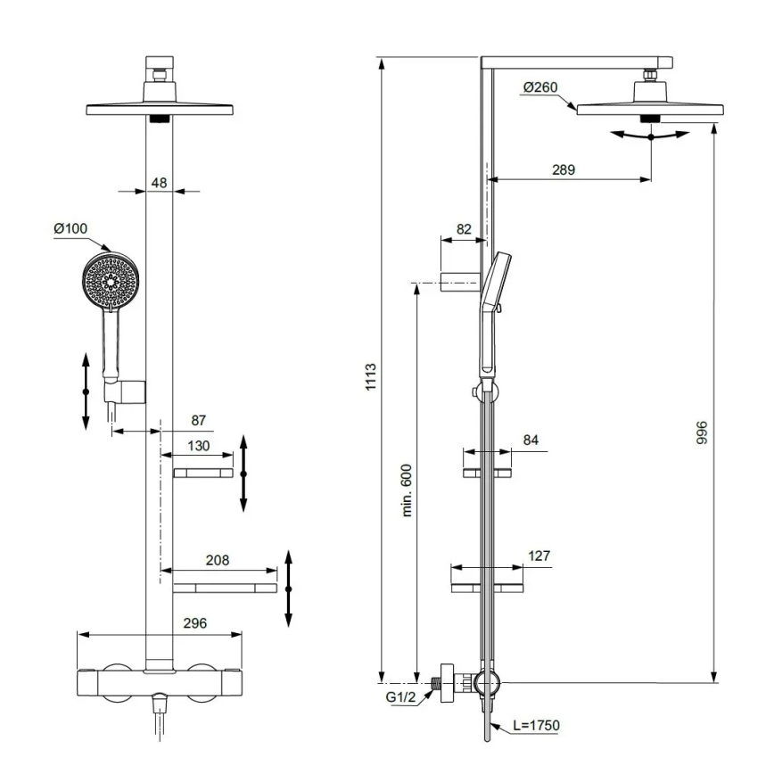 Ideal Standard BD583SI - dušo rinkinys su termostatiniu maišytuvu CERATHERM ALU+ matinis chromas