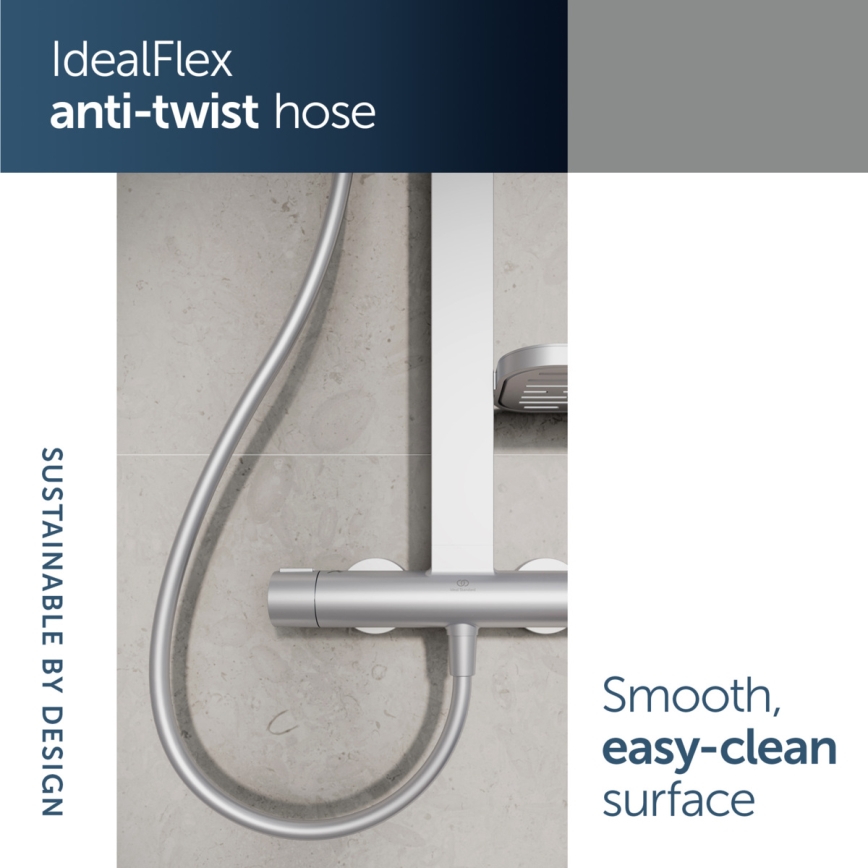 Ideal Standard BD583SI - dušo komplektas su termostatiniu maišytuvu CERATHERM ALU+, sidabro spalvos