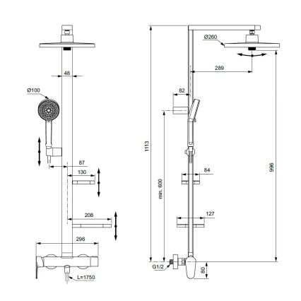 Ideal Standard BD584XG - Dušo komplektas su maišytuvu CERAFLOW ALU+ matinė juoda