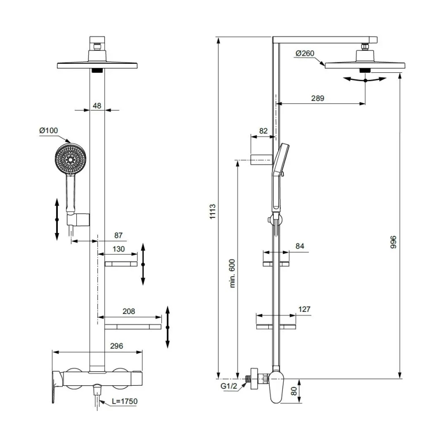 Ideal Standard BD584XG - Dušo komplektas su maišytuvu CERAFLOW ALU+ matinė juoda