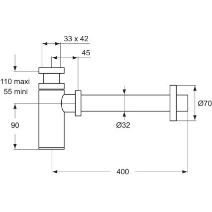 Ideal Standard D5859AA - praustuvo sifonas, matinis chromas