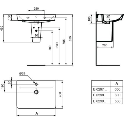 Ideal Standard E029901 - Pakabinamas praustuvas CONNECT AIR 55x46 cm keraminis/baltas
