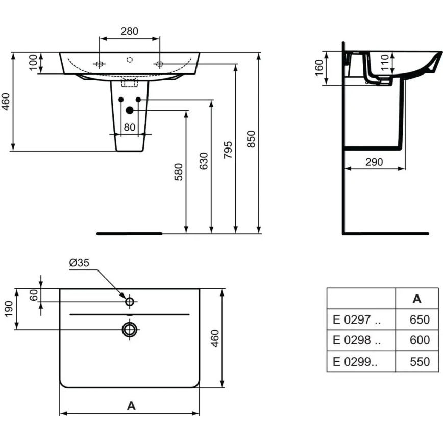 Ideal Standard E029901 - Pakabinamas praustuvas CONNECT AIR 55x46 cm keraminis/baltas