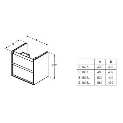 Ideal Standard E1606B2 - Vonios spintelė po praustuvu CONNECT AIR 53x40,9cm balta