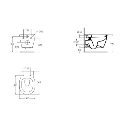 Ideal Standard E823201 - pakabinamas WC CONNECT keramika/balta
