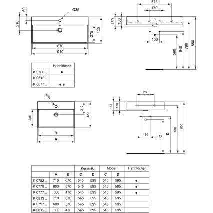 Ideal Standard K077801 - Pakabinamas praustuvas STRADA 60x42 cm keramika/balta