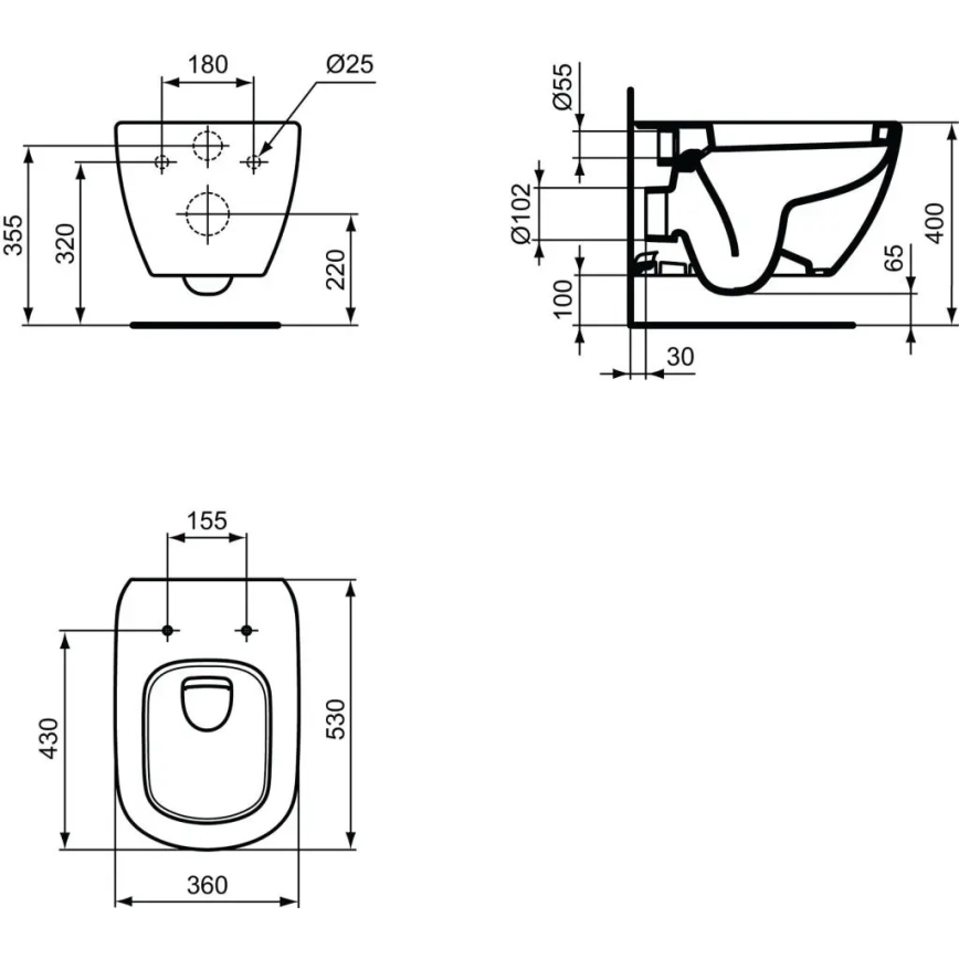 Ideal Standard T007801 - Pakabinamas klozetas TESI keramika/balta