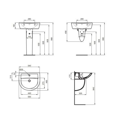 Ideal Standard W332601 - EUROVIT pakabinamas praustuvas 55x46 cm keramika/balta