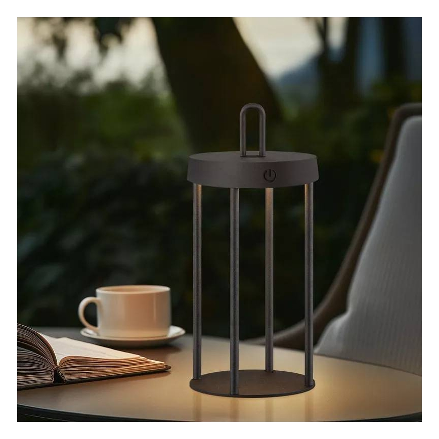 LED reguliuojama lauko įkraunama jutiklinė stalo lempa GENTLE LED/1,5W/3,7V 3000 mAh IP44 juoda