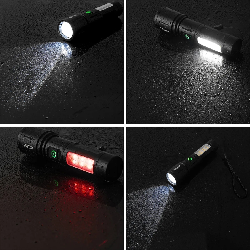 Įkraunamas LED reguliuojamo ryškumo žibintuvėlis su raudona šviesa LED/5W/5V IPX4 260 lm 2000 mAh