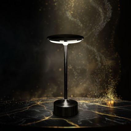 Reguliuojamo ryškumo įkraunama LED stalinė lempa NEW YORK LED/1,8W/5V 2700K/4000K/6500K 1200 mAh juoda