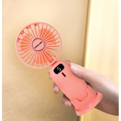 Įkraunamas kišeninis ventiliatorius 3W/5V 1200 mAh rožinis