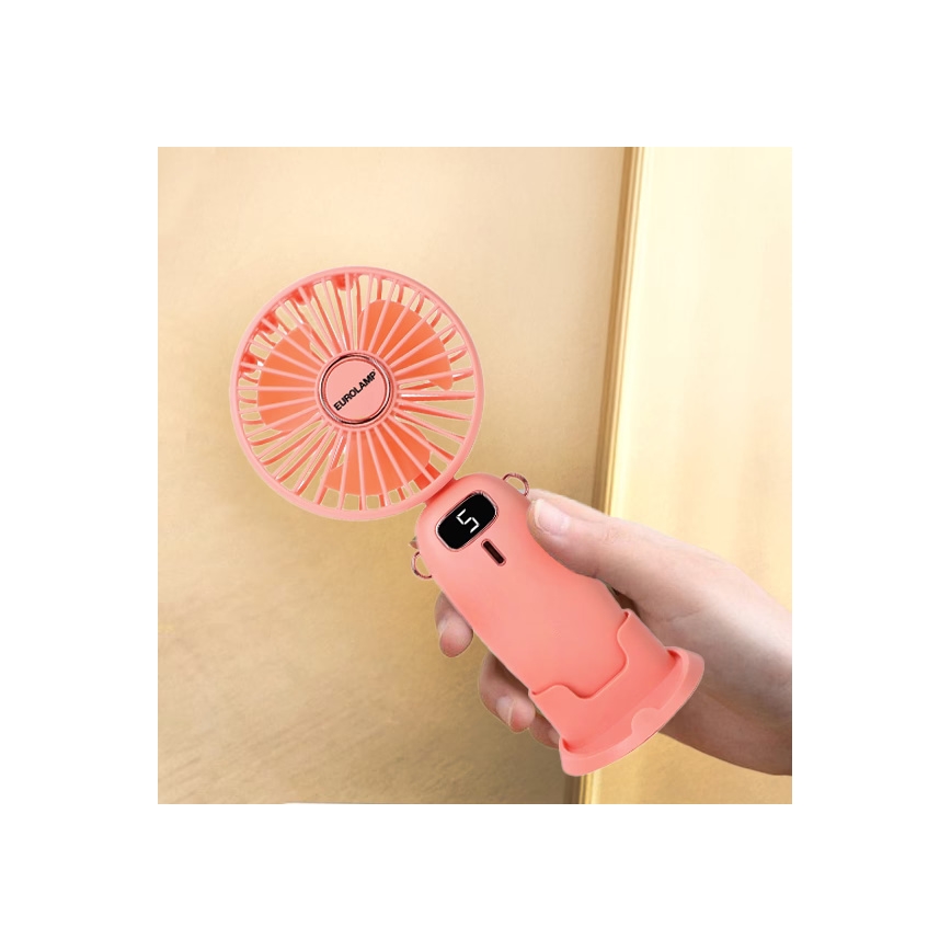 Įkraunamas kišeninis ventiliatorius 3W/5V 1200 mAh rožinis