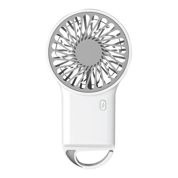 Įkraunamas kišeninis ventiliatorius 3W/5V, 300 mAh, baltas