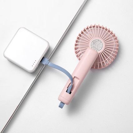 Įkraunamas kišeninis ventiliatorius 5W/5V 1200 mAh rožinis