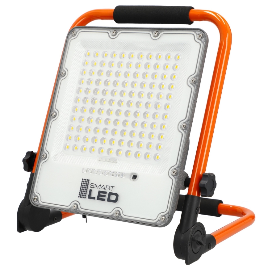 Įkraunamas LED prožektorius su stovu LED/100W/3,2V 5000K 5000 mAh IP65 oranžinis