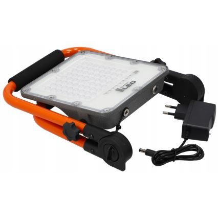 Įkraunamas LED prožektorius su stovu LED/100W/3,2V 5000K 5000 mAh IP65 oranžinis