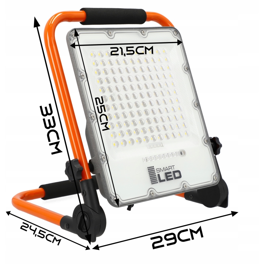 Įkraunamas LED prožektorius su stovu LED/100W/3,2V 5000K 5000 mAh IP65 oranžinis