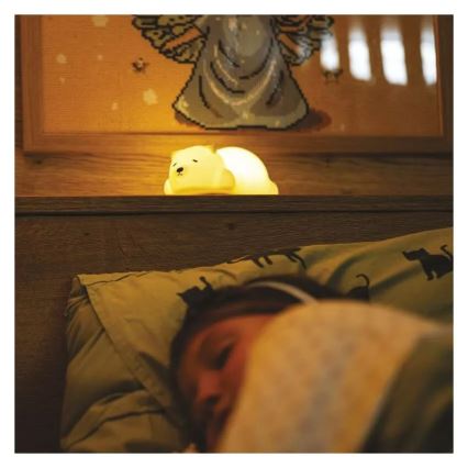 LED RGB Įkraunamas lietimui valdomas naktinis žibintas LED/3,7V 1200 mAh meškiukas