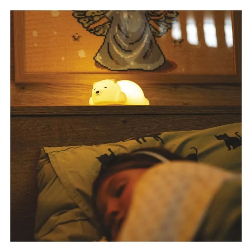 LED RGB Įkraunamas lietimui valdomas naktinis žibintas LED/3,7V 1200 mAh meškiukas