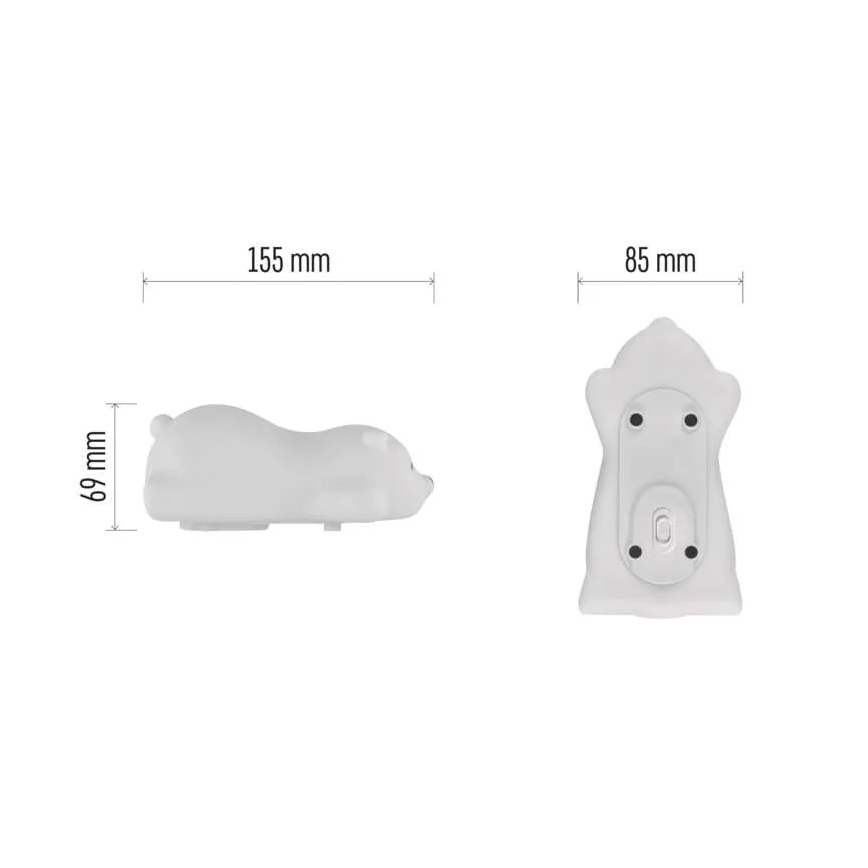 LED RGB Įkraunamas lietimui valdomas naktinis žibintas LED/3,7V 1200 mAh meškiukas