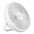 Įkraunamas LED stalinis ventiliatorius su LED apšvietimu LED/2W/5V USB 2400 mAh baltas