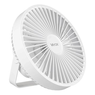 Įkraunamas LED stalinis ventiliatorius su LED apšvietimu LED/2W/5V USB 2400 mAh baltas