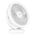 Įkraunamas LED stalinis ventiliatorius su LED apšvietimu LED/3W/5V USB 2400 mAh baltas
