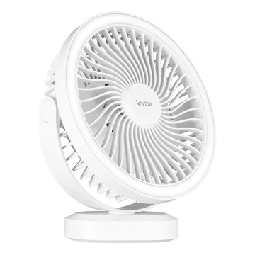 Įkraunamas LED stalinis ventiliatorius su LED apšvietimu LED/3W/5V USB 2400 mAh baltas