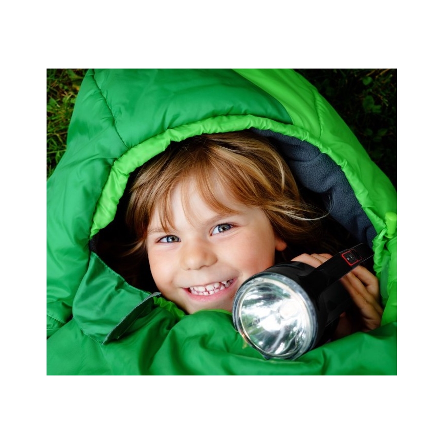Įkraunamas LED žibintuvėlis, 5 V, 500 lm, 1200 mAh, juodas