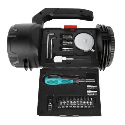 Įkraunamas LED žibintuvėlis, 5 V, 500 lm, 1200 mAh, juodas