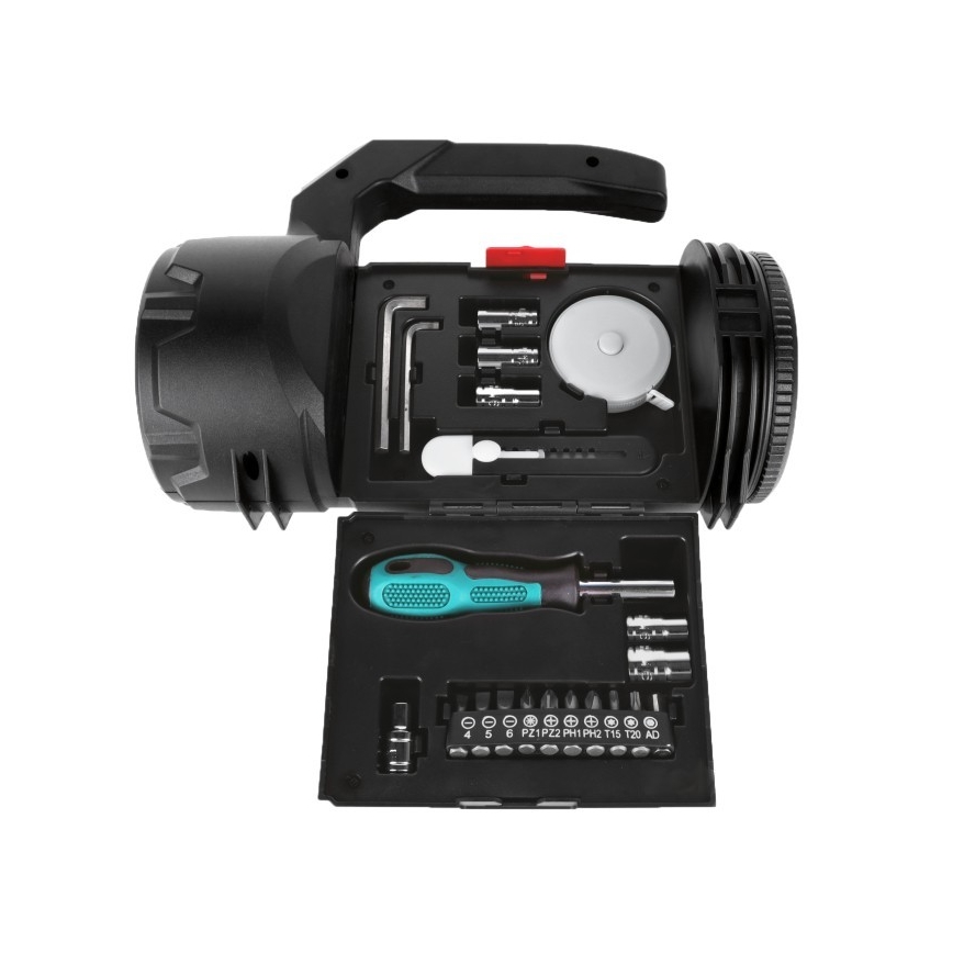 Įkraunamas LED žibintuvėlis, 5 V, 500 lm, 1200 mAh, juodas