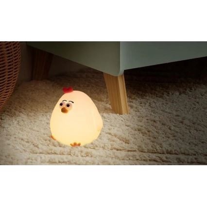 Įkraunama reguliuojamo ryškumo LED vaikiška naktinė lempa LED/1W/5V 3000K 800 mAh viščiukas