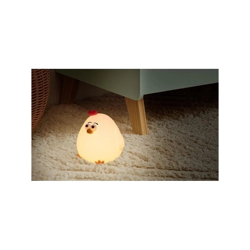 Įkraunama reguliuojamo ryškumo LED vaikiška naktinė lempa LED/1W/5V 3000K 800 mAh viščiukas