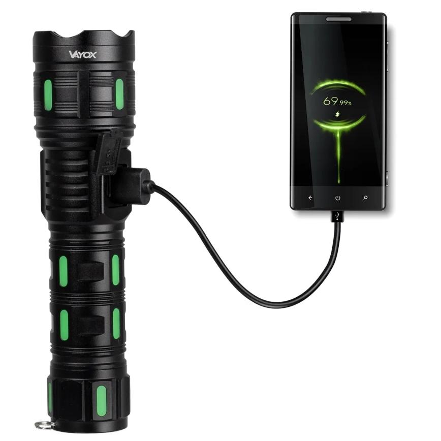 Reguliuojamo ryškumo įkraunamas LED žibintas su powerbank funkcija LED/20W/5V IP44 1200 lm 5000 mAh