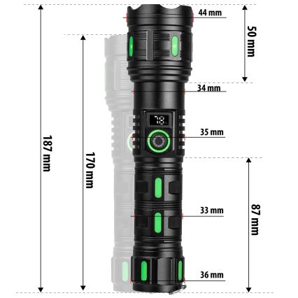 Reguliuojamo ryškumo įkraunamas LED žibintas su powerbank funkcija LED/20W/5V IP44 1200 lm 5000 mAh