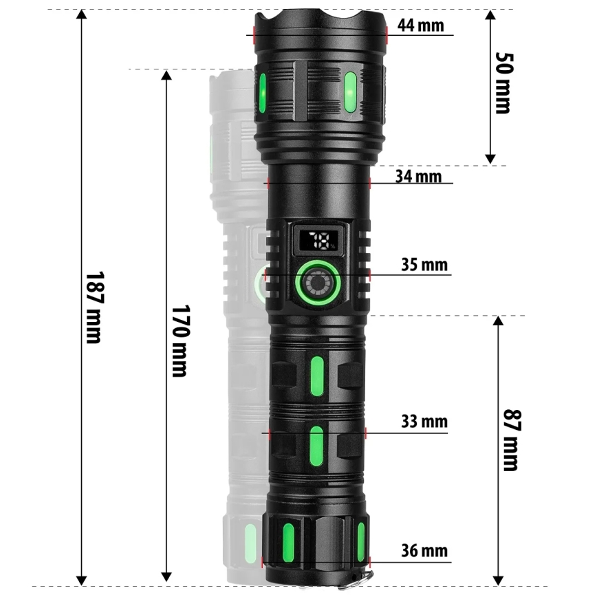 Reguliuojamo ryškumo įkraunamas LED žibintas su powerbank funkcija LED/20W/5V IP44 1200 lm 5000 mAh