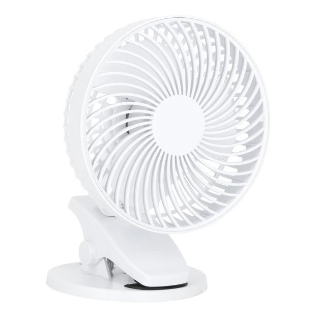 Įkraunamas stalas ventiliatorius su segtuku VIENTO 6W/5V 2000 mAh balta