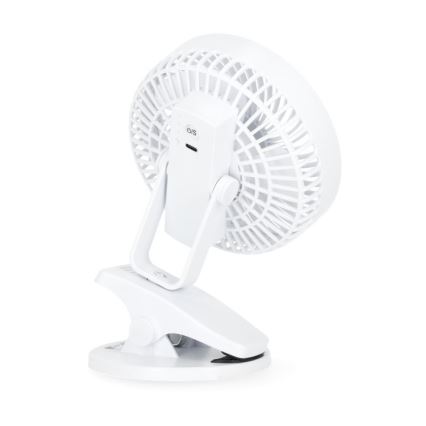 Įkraunamas stalas ventiliatorius su segtuku VIENTO 6W/5V 2000 mAh balta