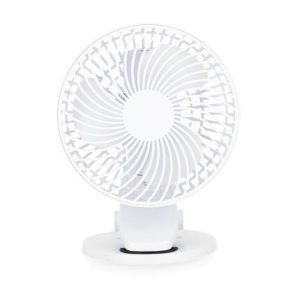 Įkraunamas stalas ventiliatorius su segtuku VIENTO 6W/5V 2000 mAh balta